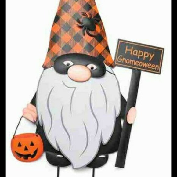 NEW 2 METAL HALLOWEEN GNOME YARD STAKES HALLOWEEN WALL DECOR 28" HIGH - Picture 2 of 3